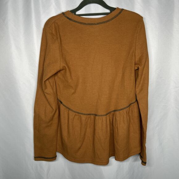 Ott Size Small Brown Dress Relaxed Button Front Shirt - Picture 3 of 3